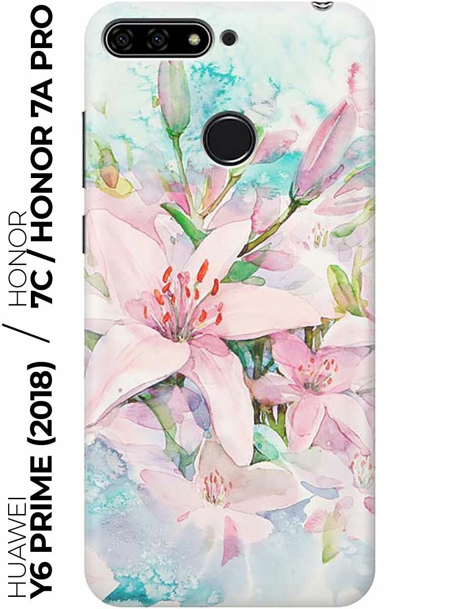 RE: PAЧехол - накладка ArtColor для Huawei Y6 Prime (2018) / Honor 7C / Honor 7A Pro с принтом "Нежные розовые цветы"