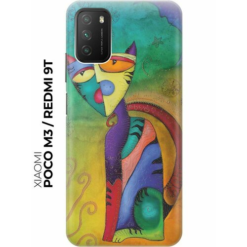 Чехол - накладка ArtColor для Xiaomi Poco M3 с принтом Разноцветный котик чехол накладка artcolor для xiaomi poco m3 с принтом три бабочки
