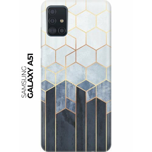 RE: PA Накладка Transparent для Samsung Galaxy A51 с принтом Золотые соты на сером re pa накладка transparent для samsung galaxy m21 m30s с принтом золотые соты на сером