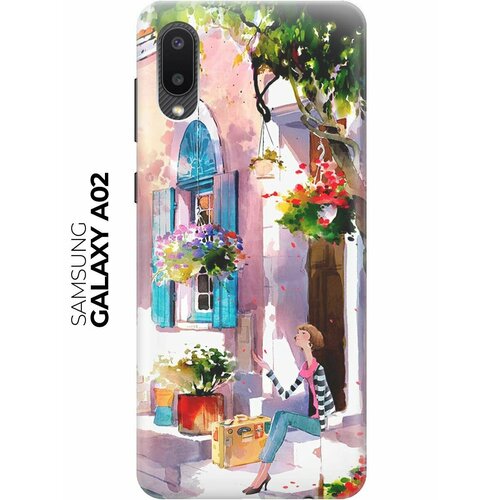 Чехол - накладка ArtColor для Samsung Galaxy A02 с принтом Девочка на цветущей улочке чехол накладка artcolor для xiaomi mi 11 lite 4g с принтом девочка на цветущей улочке