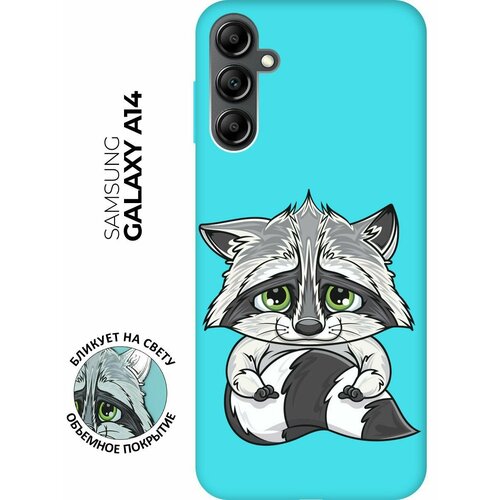 Матовый чехол Sad Raccoon для Samsung Galaxy A14 / Самсунг А14 с 3D эффектом мятный матовый чехол all flowers for you для samsung galaxy a14 самсунг а14 с 3d эффектом мятный