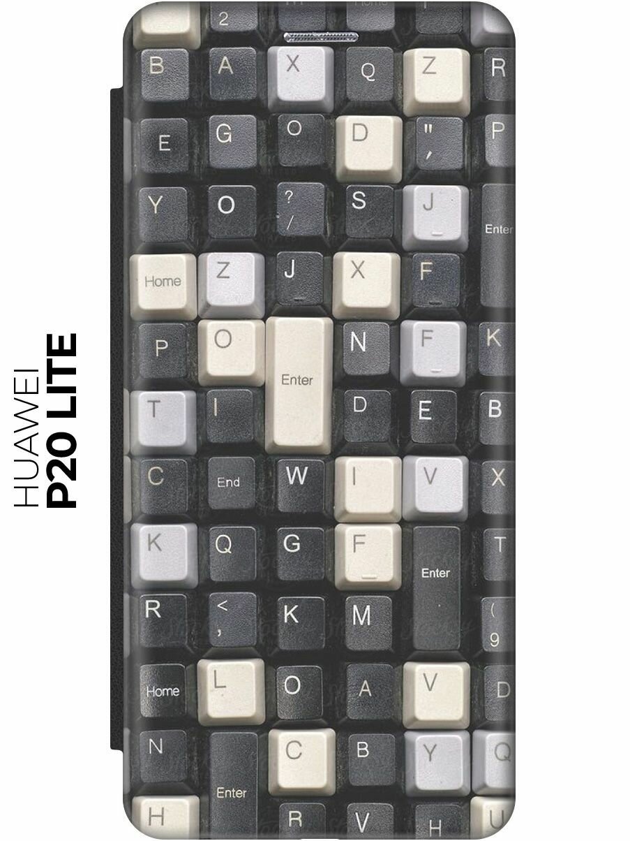 Чехол-книжка Черно-белые клавиши на Huawei P20 Lite / Nova 3e / Хуавей П20 Лайт / Нова 3Е черный