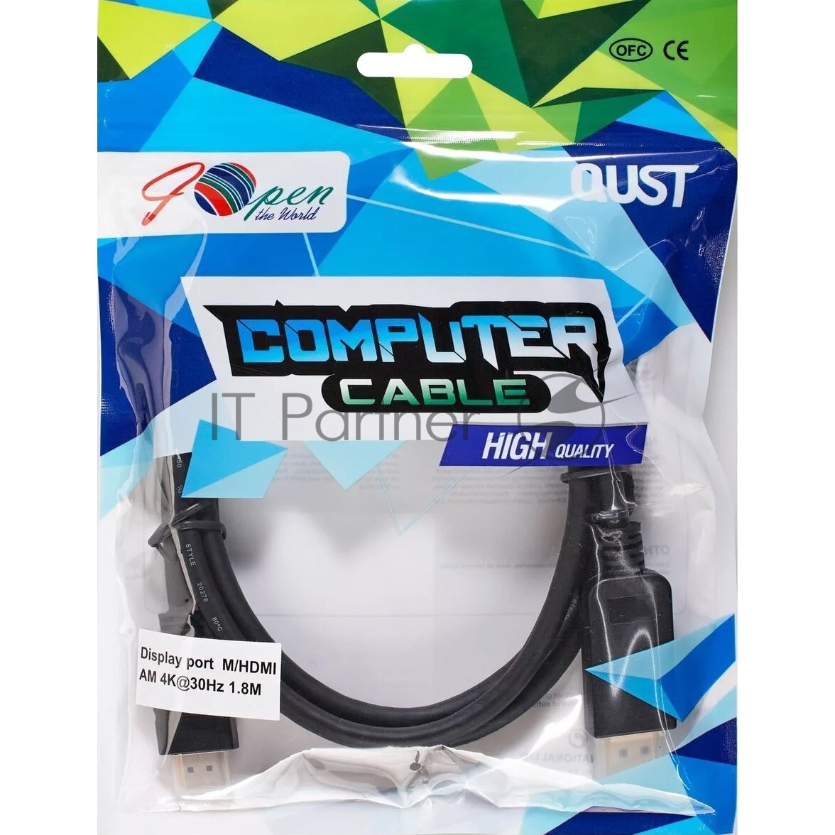 Кабель аудио-видео Aopen Qust, DisplayPort (m) - HDMI (m) , 1.8м, GOLD черный [acg608-1.8m] Noname - фото №13