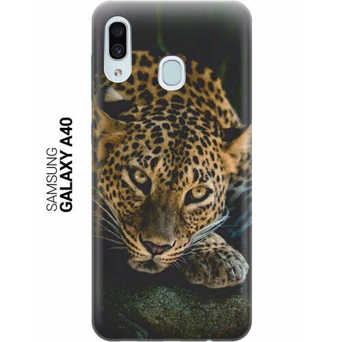 ультратонкий силиконовый чехол накладка для samsung galaxy a3 2016 с принтом загадочный леопард Ультратонкий силиконовый чехол-накладка для Samsung Galaxy A40 с принтом Загадочный леопард