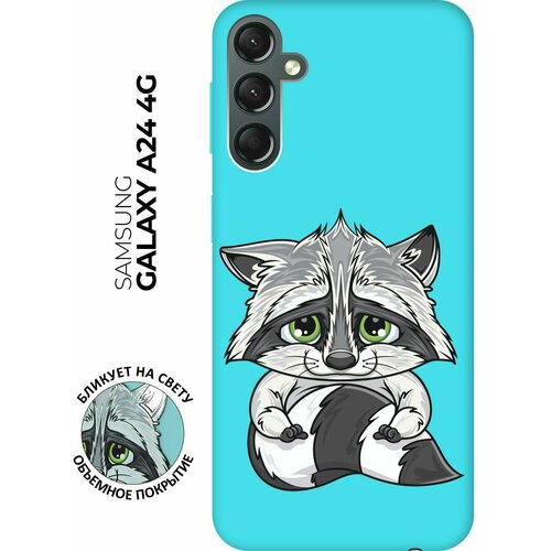 Матовый чехол Sad Raccoon для Samsung Galaxy A24 / Самсунг А24 с 3D эффектом мятный матовый чехол sad raccoon для samsung galaxy a04 самсунг а04 с 3d эффектом мятный