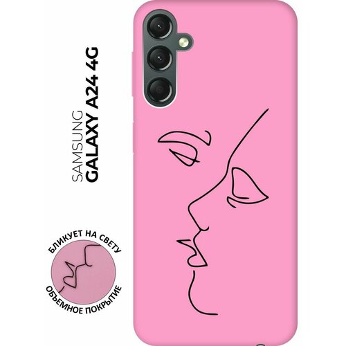 Матовый чехол Faces для Samsung Galaxy A24 / Самсунг А24 с 3D эффектом розовый матовый чехол faces для samsung galaxy a24 самсунг а24 с 3d эффектом красный
