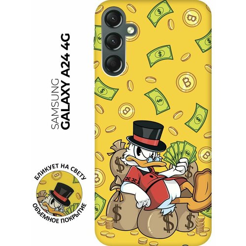 Матовый чехол Rich Scrooge для Samsung Galaxy A24 / Самсунг А24 с 3D эффектом желтый матовый чехол bull and poo для samsung galaxy a24 самсунг а24 с 3d эффектом желтый