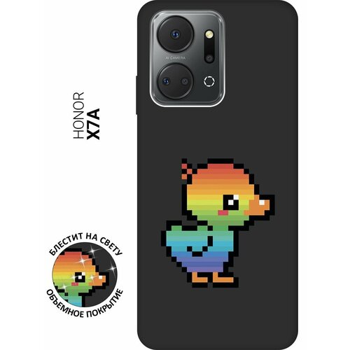 Матовый Soft Touch силиконовый чехол на Honor X7a, Хонор Х7а с 3D принтом Pixel Duck черный матовый soft touch силиконовый чехол на honor x7a хонор х7а с 3d принтом cosmocats черный