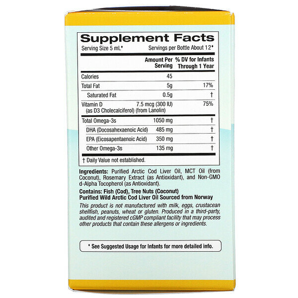 Картинки California Gold Nutrition Baby's DHA Omega-3 with vitamin D3 фл, 59 мл, 270 г