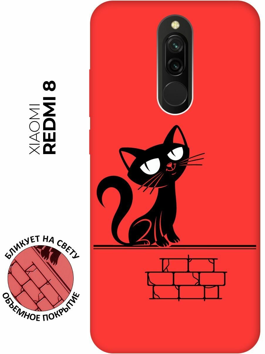 Матовый чехол Scratchy and wall для Xiaomi Redmi 8 / Сяоми Редми 8 с 3D эффектом красный