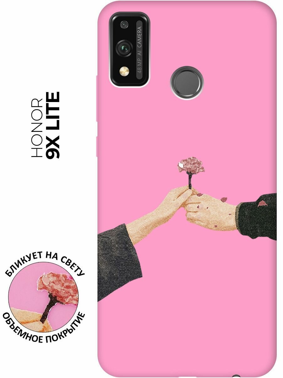 Матовый чехол Hands для Honor 9X Lite / Хонор 9Х Лайт с 3D эффектом розовый