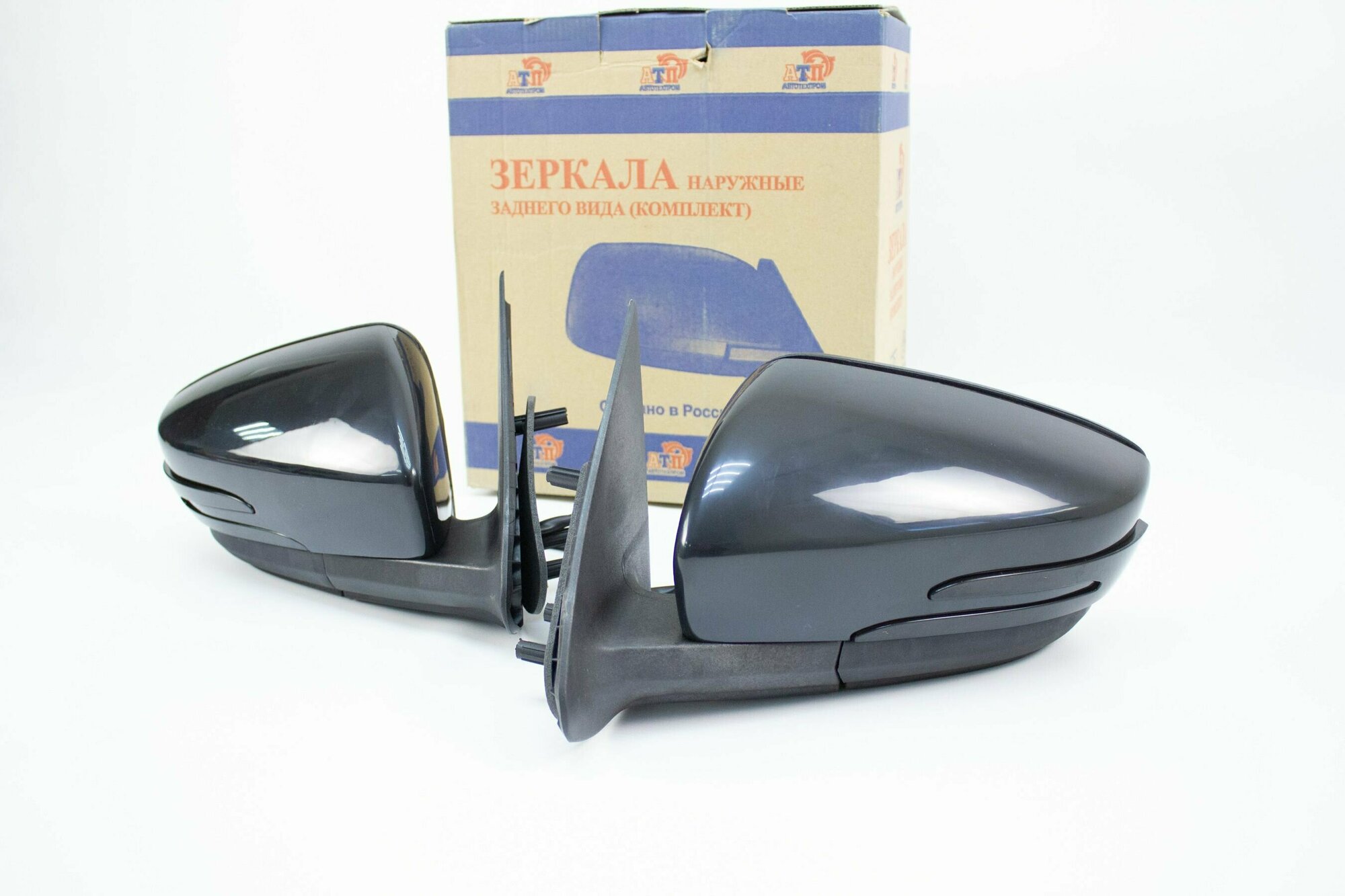 фото Боковые зеркала в стиле Mercedes AMG c повторителями "Плазма" на Лада Гранта, Калина, Гранта FL, не окрашенные, электропривод