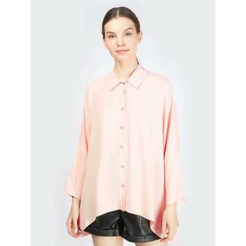 Блуза  PATRIZIA PEPE, повседневный стиль, прямой силуэт, укороченный рукав, без карманов, однотонная, размер 40, розовый