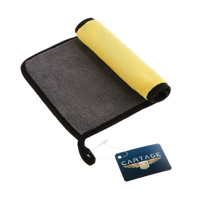 Cartage Тряпка для автомобиля CARTAGE, микрофибра, 800 г/м², 30×20 cм, желто-серая
