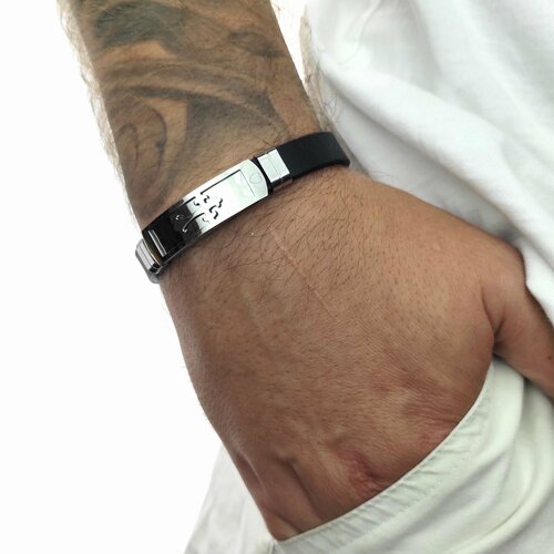 фото Браслет, металл, 1 шт., размер 21 см, диаметр 6.7 см, серебряный нет бренда