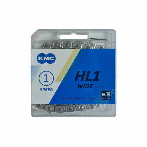 Цепь KMC HL1L WIDE, 1 ск, 1/2x1/8х112L арт. ZTB19503 цепь 1 2 х1 8 112зв 8 6мм s1 wide brown с замком в пластик коробке коричневая 1скор кмс