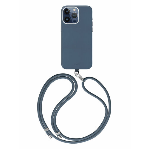 Uniq для iPhone 15 Pro чехол COEHL MUSE Leatherette with Strap Sapphire Blue (MagSafe) синий