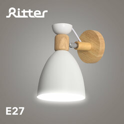 Светильник настенный бра Ritter VOLANTE, 1хЕ27, 2 кв.м., цвет белый/дерево 52593 6