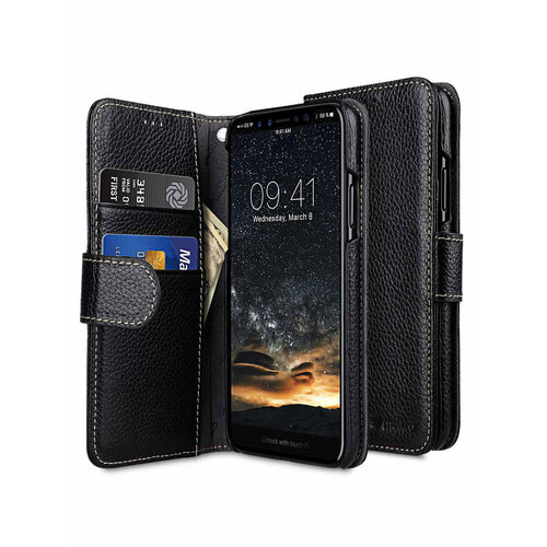 Кожаный чехол книжка Melkco для Apple iPhone X/XS - Wallet Book Type - черный black rock чехол книжка flex carbon robust wallet для apple iphone x iphone xs black