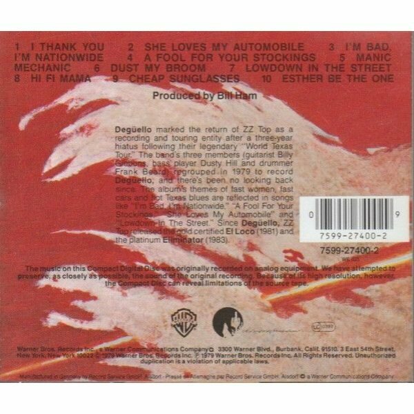 Компакт-Диски, Warner Bros. Records, ZZ TOP - DEGUELLO (CD) - фото №3
