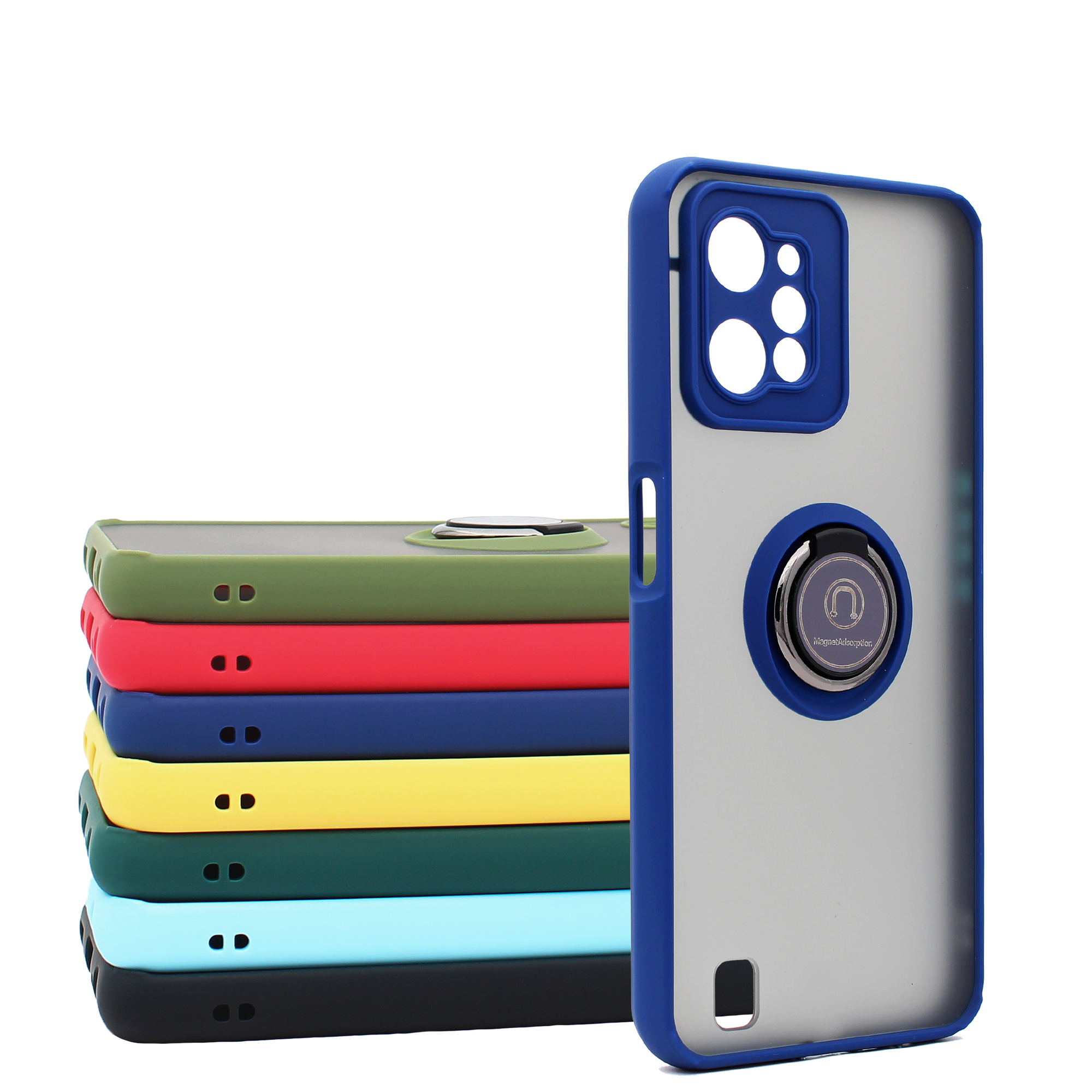 Чехол противоударный Mobix для Realme C31 с кольцом и с функцией подставки цвет: синий