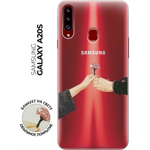 матовый soft touch силиконовый чехол на samsung galaxy a20s самсунг а20с с 3d принтом lovers hands w черный Силиконовый чехол с принтом Hands для Samsung Galaxy A20s / Самсунг А20с