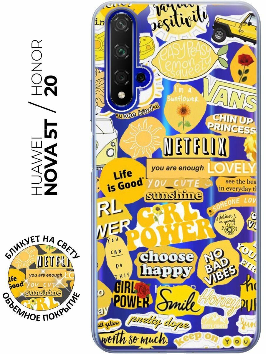 Силиконовый чехол Hippie Stickers на Honor 20 / Huawei Nova 5T / Хонор 20 / Хуавей Нова 5Т