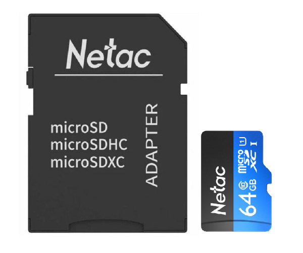 Карта памяти Netac MicroSD 64GB U1C10 80Mb/s+adp