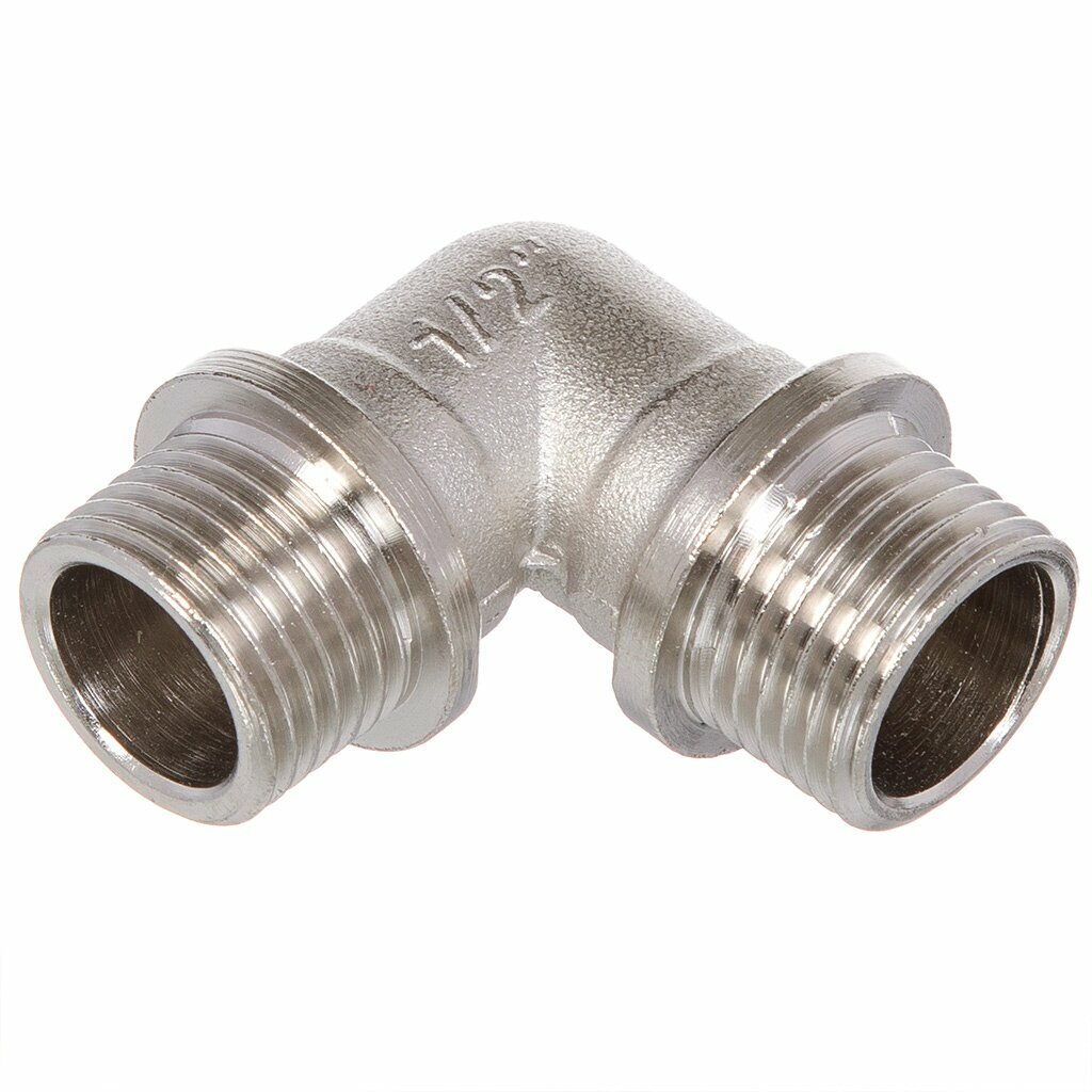 Уголок резьбовой 1/2 дюйма никелированный ш-ш латунь РосТурПласт Россия
