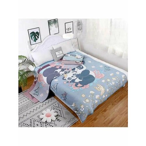 Покрывало Панды. 150х200. Джинсовый