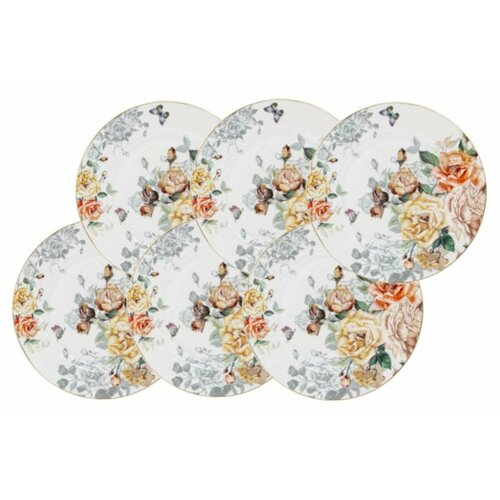 Набор закусочных тарелок Розамунда, белый, 20,5 см, 6 шт (Anna Lafarg Primavera)