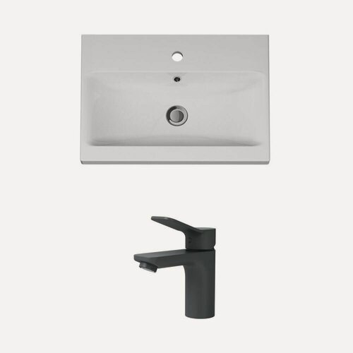 Изображение товара Раковина для ванной AM.PM со смесителем, мебельная, встроенная, фарфор