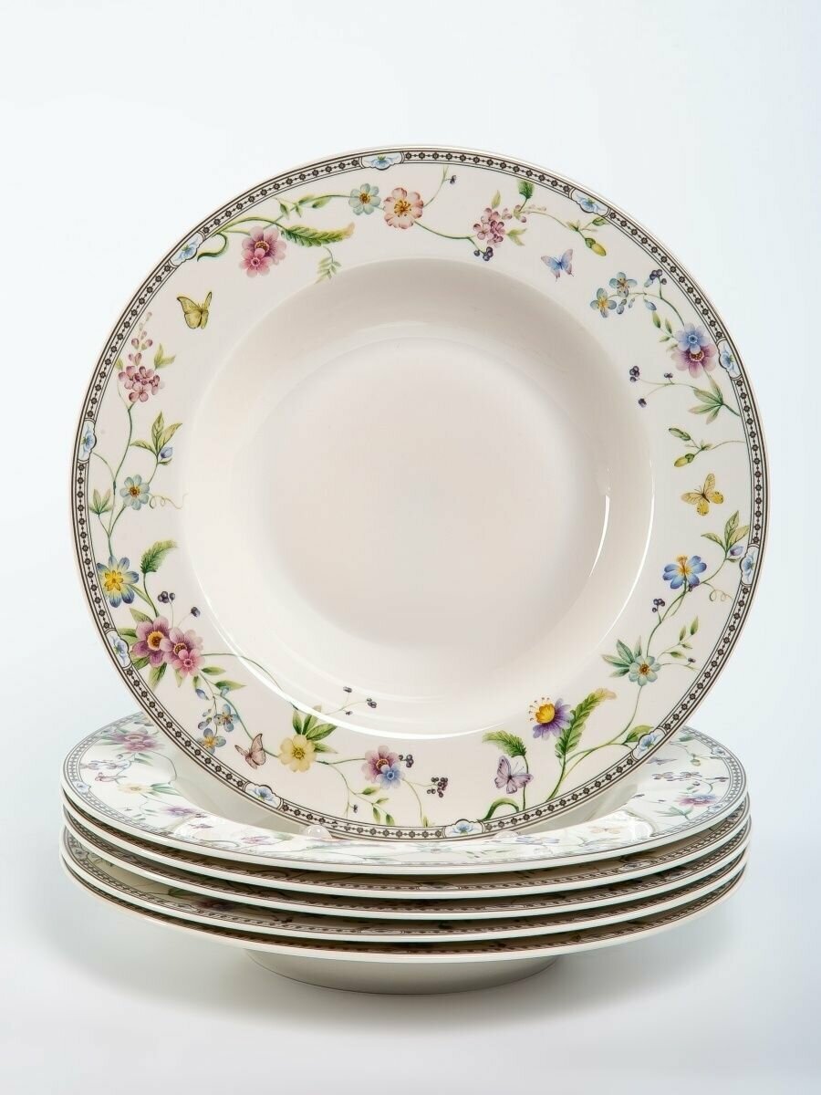 Набор тарелок, тарелки 6 шт обеденная, фарфоровая 22 см