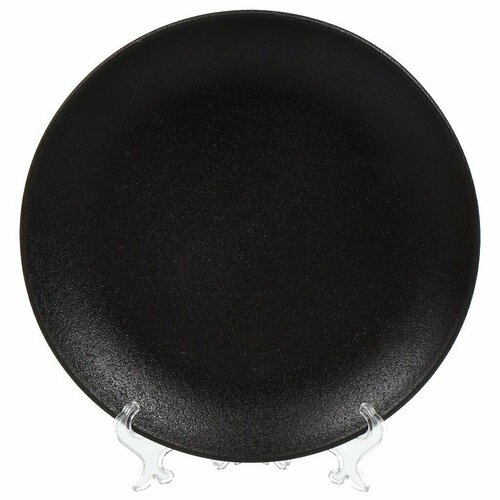 Тарелка обеденная, керамика, 24 см, круглая, Крафт, Daniks, Y4-7600, черная