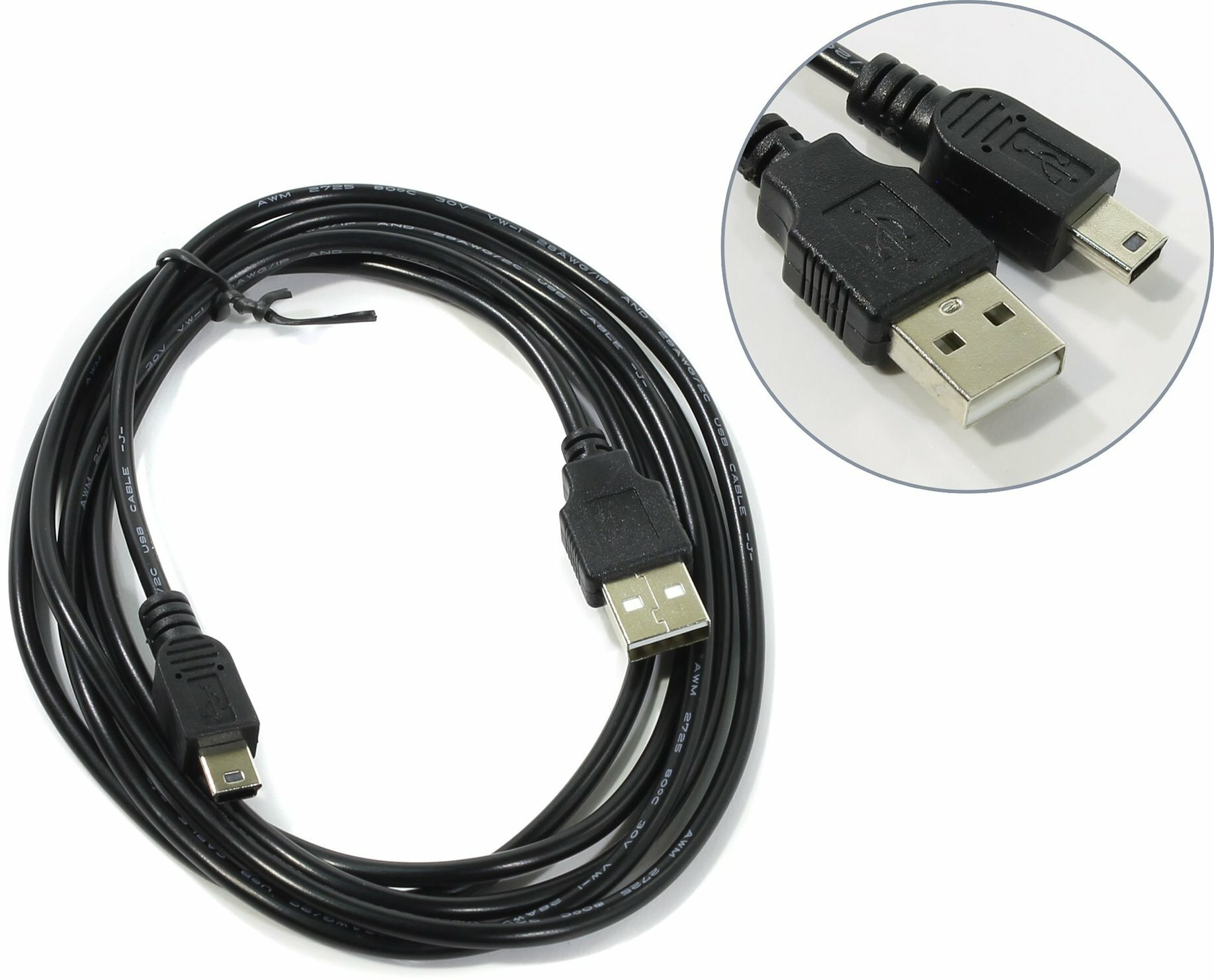 фото Exegate Кабель USB2.0 соединительный USB A-miniB ExeGate EX-CC-USB2-AMminiBM5P-1.8 (1.8м) (oem)