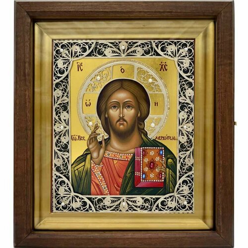 Спаситель Вседержитель. Рукописная икона Иисуса Христа. икона исуса христа рукописная 30 40 см