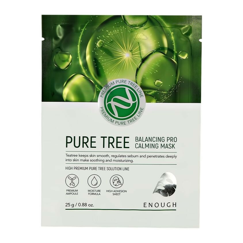 Маска тканевая Enough Pure Tree Balancing Pro Calming mask 25g - фото №7