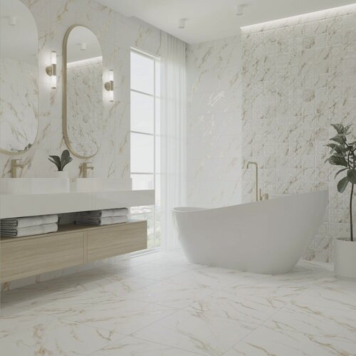 Изображение товара Керамогранит напольный PRIMAVERA Lune CR113 карвинг (рельеф) для ванной, 60 х 60 см, толщина 8,3 мм, 1,44 м2/уп.