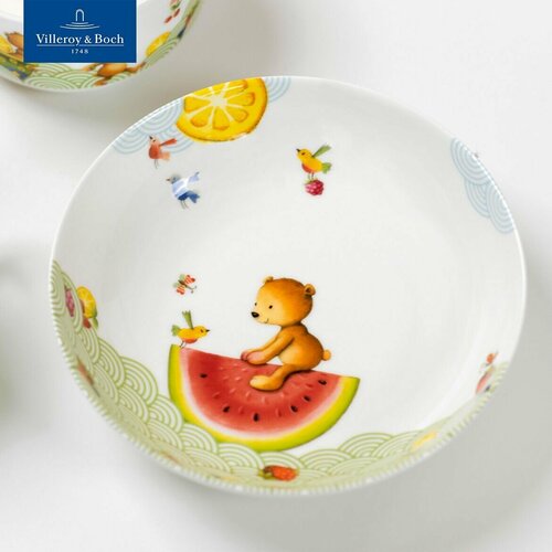 Villeroy & Boch тарелка глубокая детская 19 см, Hungry Bear, Премиум-Фарфор белый