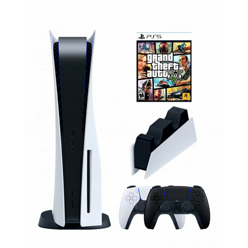 Игровая приставка Sony PlayStation 5 (3-ревизия)+2-й геймпад(черный)+зарядное+Grand Theft Auto V(диск)