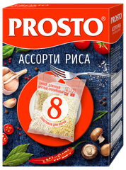 Ассорти риса PROSTO (круглозерный, пропаренный, отборный, бурый) в варочных пакетиках, 8 порций, 500 г