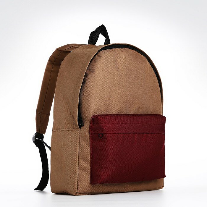 TEXTURA Спортивный рюкзак из текстиля на молнии TEXTURA, 20 литров, цвет бежевый/бордовый