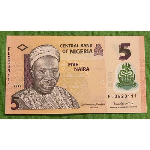банкнота нигерия 2002 год 5 unc Банкнота Нигерия 5 найра 2019 год полимерная UNC
