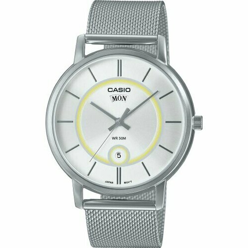 casio men s enticer analog watch mtp 1381d 7a 47 mm silver Наручные часы CASIO Collection MTP-B120M-7A, серебряный, желтый