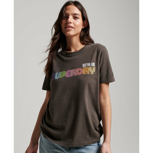 фото Футболка superdry, размер 10, коричневый, черный