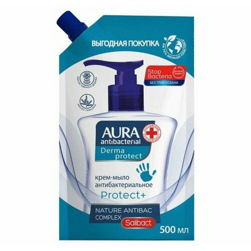 Мыло жидкое Aura антибактериальное дой-пак, 500 мл мыло жидкое aura антибактериальное дой пак 500 мл 3 шт