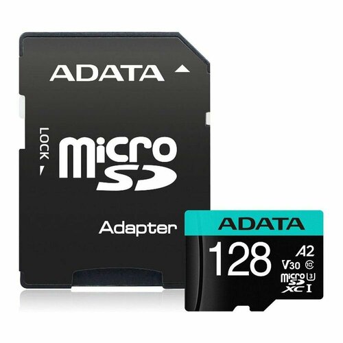 Карта памяти A-Data Class10 A-Data Premier Pro + adapter 128GB (AUSDX128GUI3V30SA2-RA1) карта памяти 128gb a data micro secure digital xc uhs i u3 ausdx128gui3v30sa2 ra1 с переходником под sd