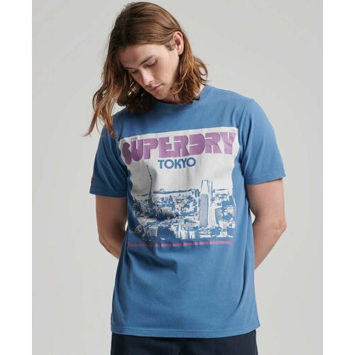 фото Футболка superdry, размер l, голубой