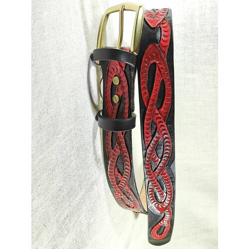 фото Ремень , размер 120, красный, черный хельга шванцхен, leatherca