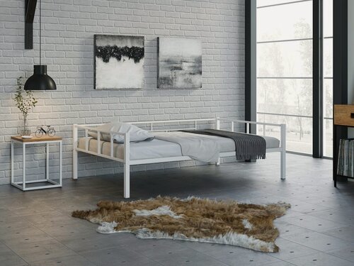 Изображение товара Металлическая кровать Арга 120х190 для детей и взрослых Белая